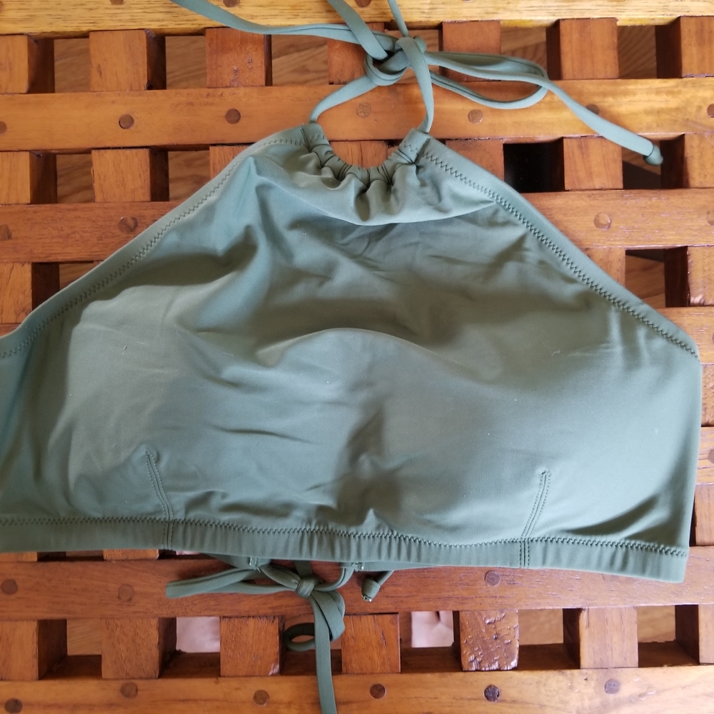 Olive Green Halter Bikini Top
